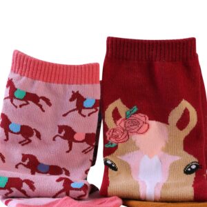 Moyel 5 Pairs Women's Cute Animals Horse Socks Horse Gifts For Girls Women