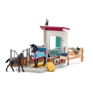 Schleich Horse Club — 34-Piece Stall Playset, Stable Play Set Extension with Mare and Foal Figurines, Toys for Girls & Boys Ages 5+