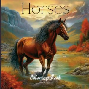 horses coloring book: 50 greyscale coloring pages for adults of beautiful horses for relaxation and stress relief