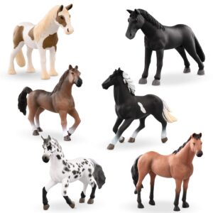 Terra by Battat – 6 Pcs 6" Horse Figurines – Horse Toy Set – Realistic Plastic Animal Figurines – Collectible Horse Gift for Kids 3+ – Party Decorations