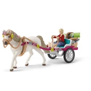 Schleich Horse Club, Horse Toys for Girls and Boys, Carriage Ride with Picnic Horse Set with Horse Toy, 32 Pieces