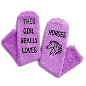 HAPPYPOP Fuzzy Horse Socks Women Funny Horse Socks Girls, Novelty Horse Riding Gifts Horse Gifts Girls Equestrian Gifts