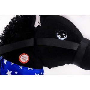 PonyLand: Music Stick Animal - Black Horse - Music Button, Sturdy Two-Piece Stick W/Colorful Soft Plush Animal Head, Pretend Play Toy, Kids Ages 3+