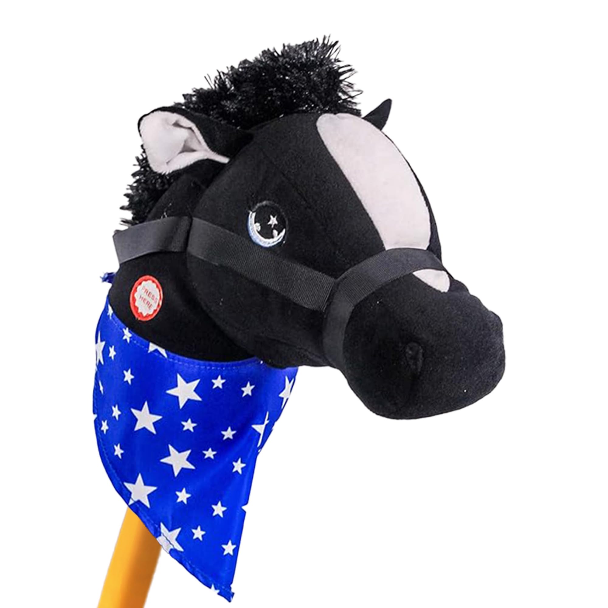 PonyLand: Music Stick Animal - Black Horse - Music Button, Sturdy Two-Piece Stick W/Colorful Soft Plush Animal Head, Pretend Play Toy, Kids Ages 3+