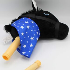 PonyLand: Music Stick Animal - Black Horse - Music Button, Sturdy Two-Piece Stick W/Colorful Soft Plush Animal Head, Pretend Play Toy, Kids Ages 3+