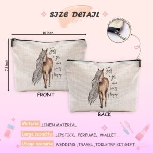 NEGIGA Just a Girl Who Loves Horses Makeup Bag Travel Cosmetic Bags for Women Girls,Farmhouse Horse Cosmetic Bags with Zipper Pouch Travel Toiletry Case,Gift for Horse Lovers,Horse Rider Gifts