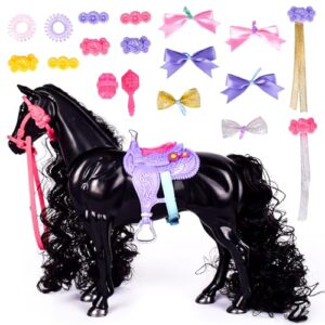 sunny days entertainment, llc. glam-r-ranch raven dream - horse toy with accessories