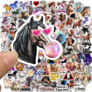 102 PCS Horse Stickers for Water Bottles, Horse Riding Stickers for Laptop Stuff, Horse Party Favors, Horse Gifts for Girls Kids