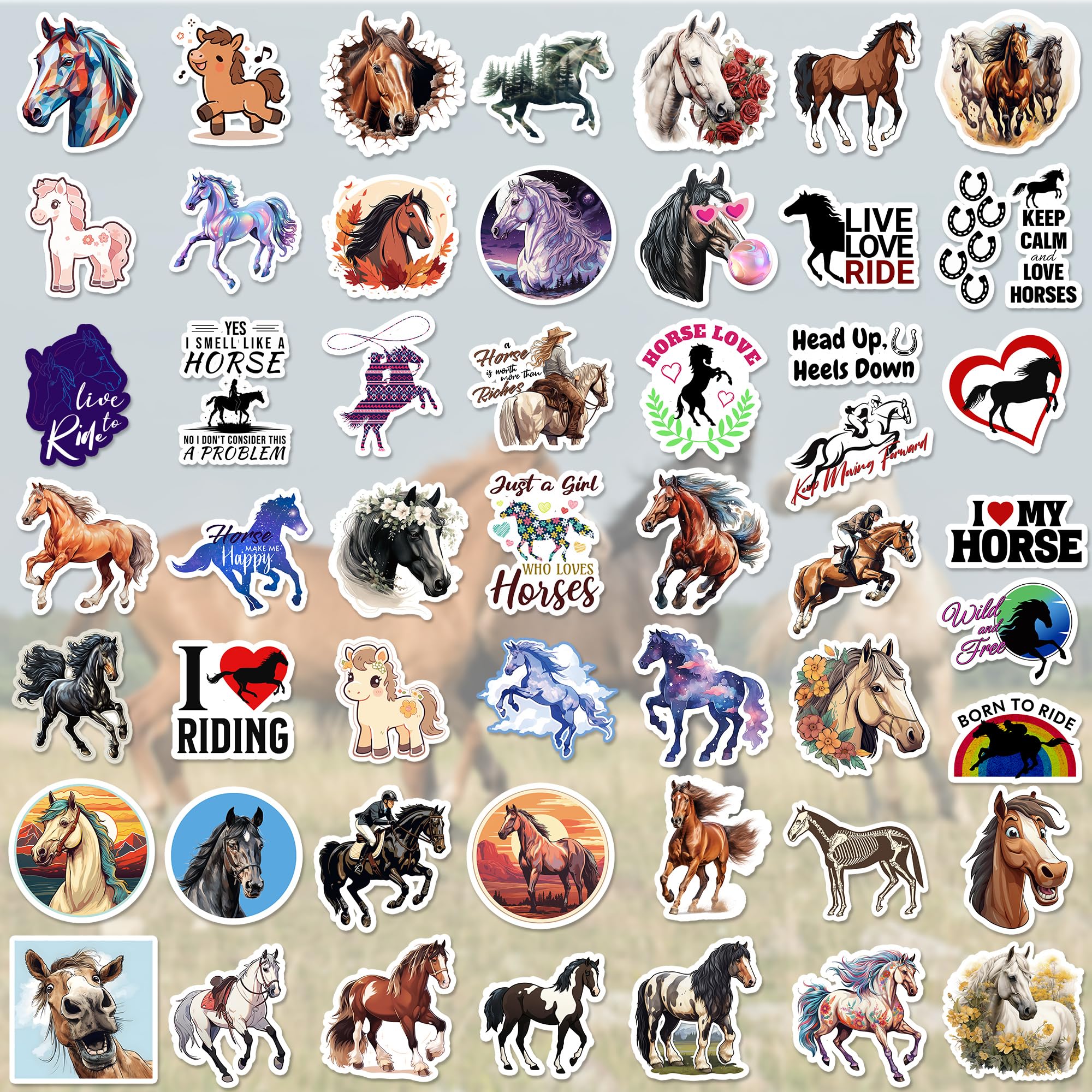 102 PCS Horse Stickers for Water Bottles, Horse Riding Stickers for Laptop Stuff, Horse Party Favors, Horse Gifts for Girls Kids