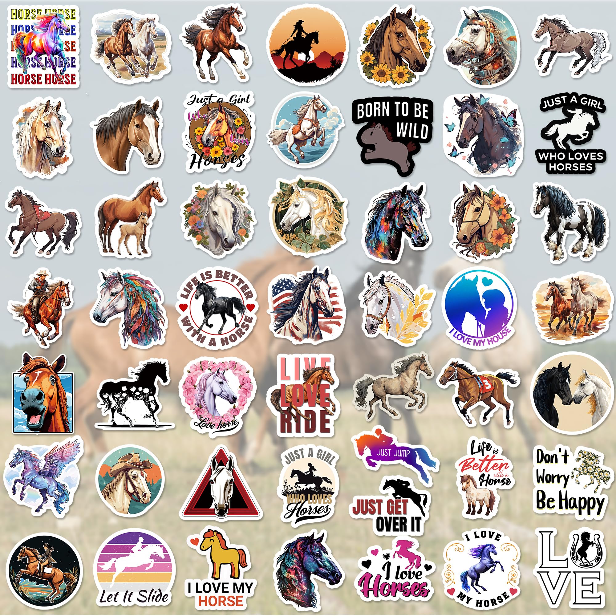 102 PCS Horse Stickers for Water Bottles, Horse Riding Stickers for Laptop Stuff, Horse Party Favors, Horse Gifts for Girls Kids