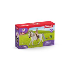 Schleich Horse Club Lipizzaner Mare Horse and Rider Figurine Playset - Realistic Rider and Horse with Feed Bucket, Saddle, and More, Playtime Fun for Boys and Girls, Gift for Kids Age 5+