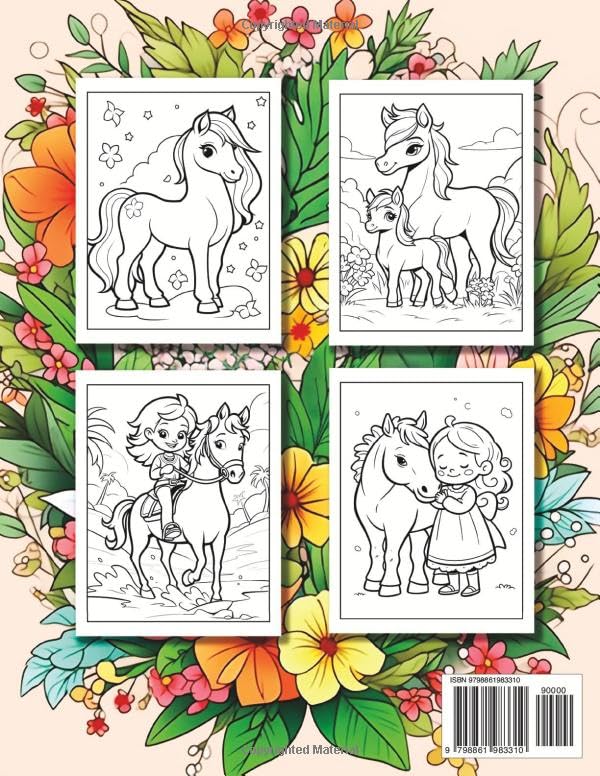 Horses Coloring Book for Girls Ages 8-12: 35+ Captivating Pages for Kids with a Passion for Equids