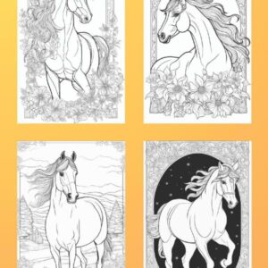 Horse Coloring Book: Perfect Gift for Horse Lover, Relaxing Coloring Book for Adults, Kids, Girls and Mindful People, Stress Relieving Horses, Loss Of Anxiety