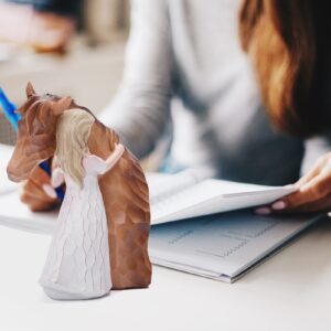 Horse Figurine Gifts for Women Horse Lovers, Girl Embrace Horse Statue Decor Hand-Painted Sculpted Horses Memorial Figure, Keepsake Gift for Birthday, Christmas, Thanksgiving