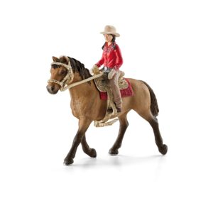 schleich horse club, western rodeo horse toys for girls and boys, western rider with horse figurine, ages 5+, 7.1 inch