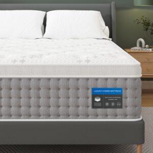 sleepmax king mattress 12 inch - gel memory foam with individual pocket springs for motion isolation - hybrid bed mattress in a box - fiberglass free & certipur-us certified