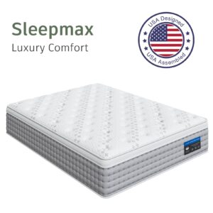 Sleepmax King Mattress 12 Inch - Gel Memory Foam with Individual Pocket Springs for Motion Isolation - Hybrid Bed Mattress in a Box - Fiberglass Free & CertiPUR-US Certified