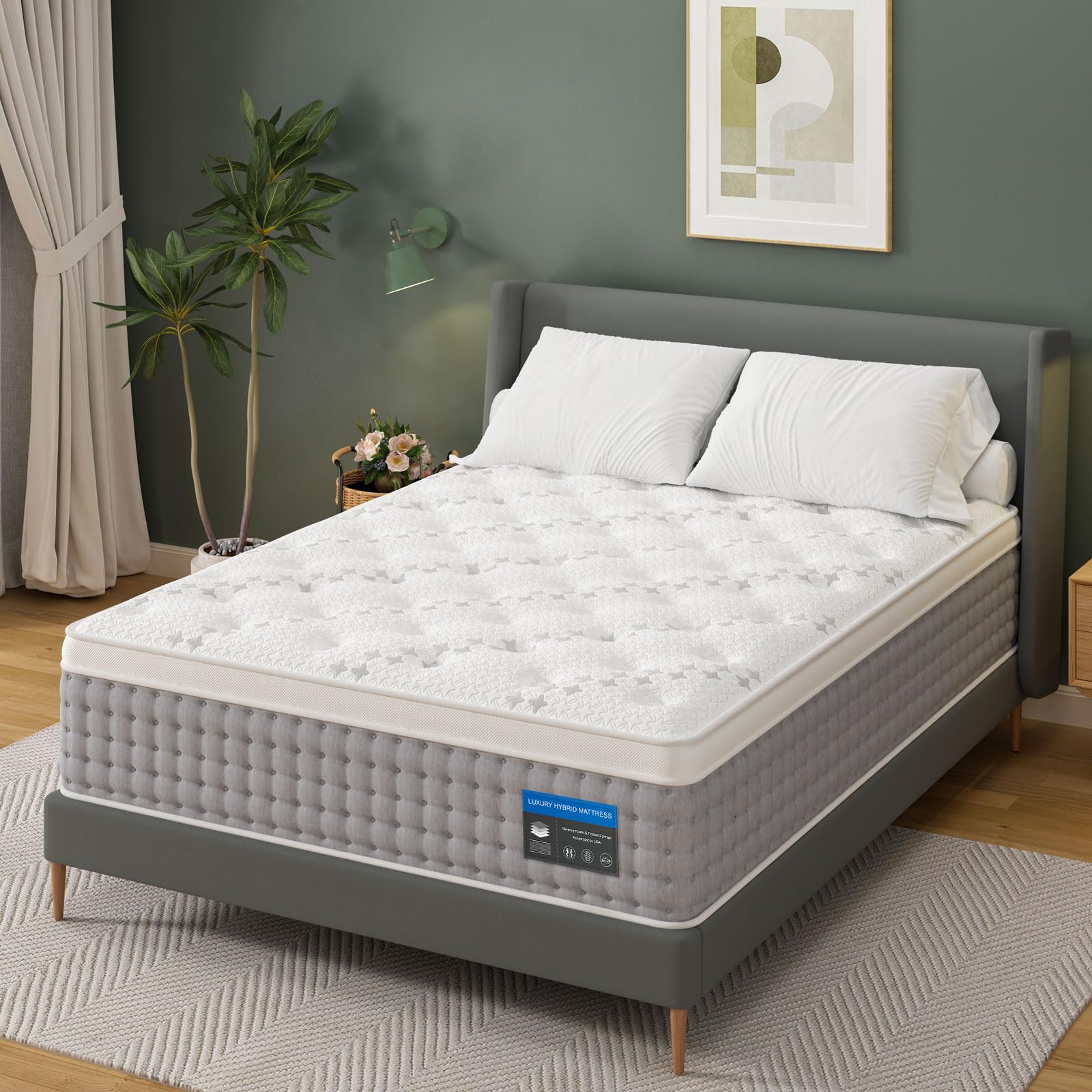 Sleepmax King Mattress 12 Inch - Gel Memory Foam with Individual Pocket Springs for Motion Isolation - Hybrid Bed Mattress in a Box - Fiberglass Free & CertiPUR-US Certified