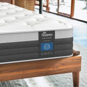 eseren twin mattress 8 inch, breathable twin mattress in a box, individual pocket spring hybrid twin mattress with gel memory foam, motion isolation, medium firm support, 75''*39''*8''