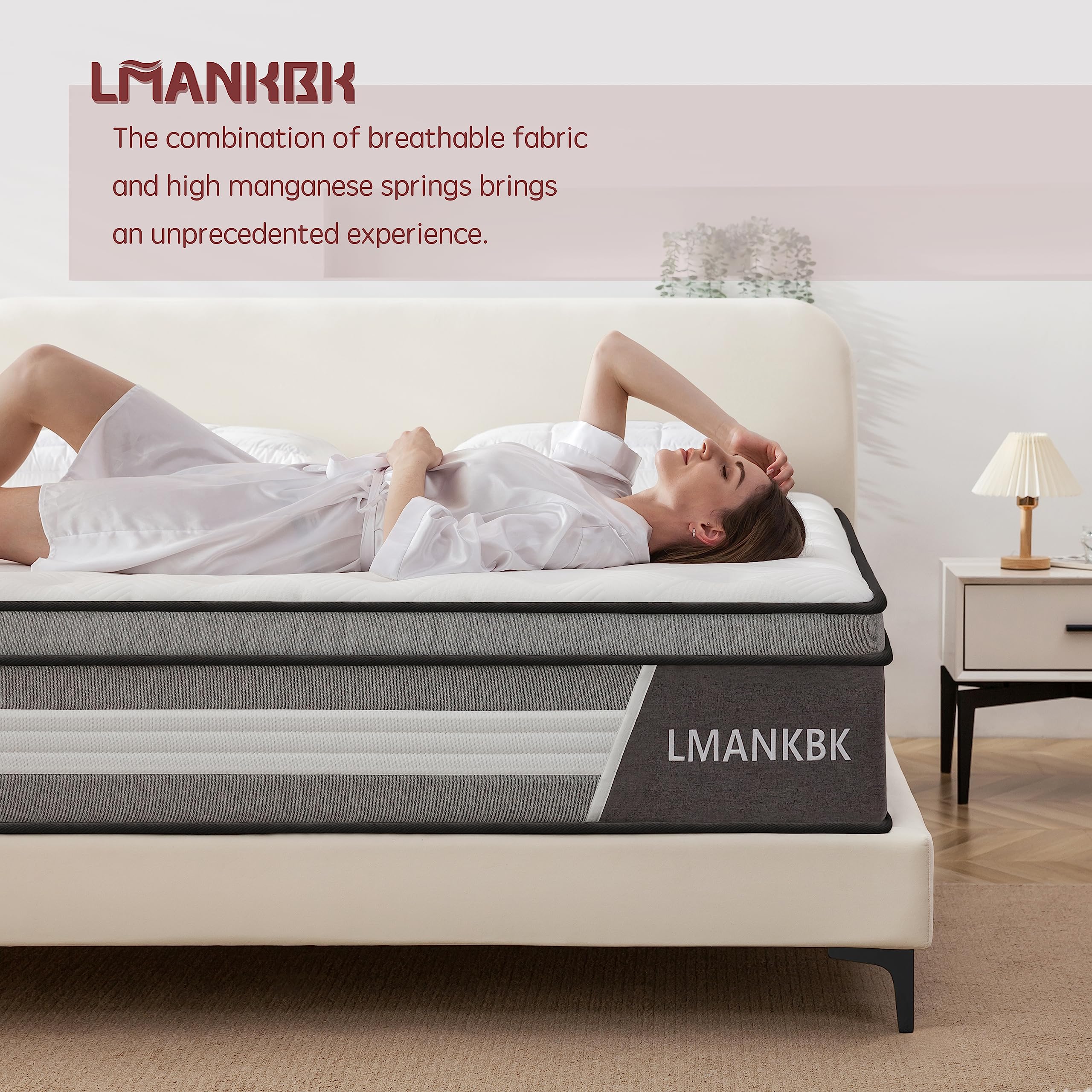 LMANKBK Full Mattress, 12 Inch Innerspring Hybrid Mattress in a Box with Gel Memory Foam, Individually Wrapped Encased Coil Pocket Spring Mattress, Pressure Relief, Medium Firm Support,54"*75"*12"…