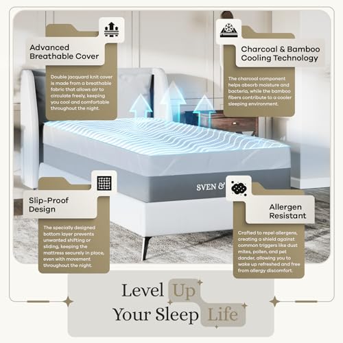 Sven & Son Gel Memory Foam Mattress, Premium Materials, CertiPUR-US, Made in The USA, 12 inch Medium - TwinXL