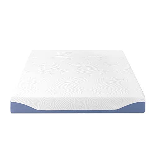 Mellow 8 Inch Cooling Gel-Infused Memory Foam Bed Mattress, Medium Firm Sleep and Breathable Fabric Cover, Twin, Mattress in A Box Blue