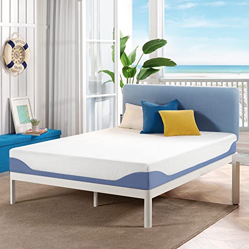 Mellow 8 Inch Cooling Gel-Infused Memory Foam Bed Mattress, Medium Firm Sleep and Breathable Fabric Cover, Twin, Mattress in A Box Blue