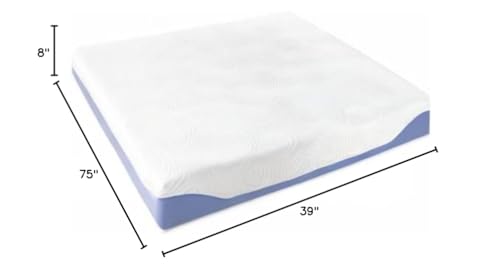 Mellow 8 Inch Cooling Gel-Infused Memory Foam Bed Mattress, Medium Firm Sleep and Breathable Fabric Cover, Twin, Mattress in A Box Blue