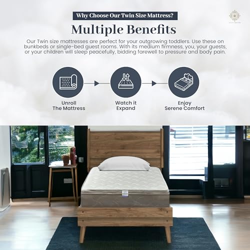 Aylas Furniture Twin Bed Mattress - 12 Inch Hybrid Twin Mattress with High Density & Comfort Cold Foam with Continuous Coil Bonnell Springs - Eco-Friendly, Breathable Twin Size Mattress Medium Firm