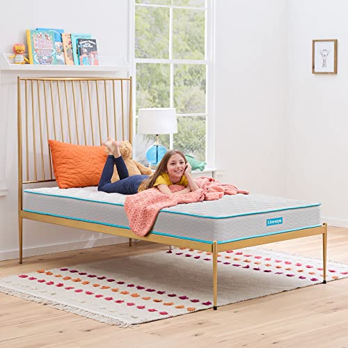 Linenspa 6 Inch Mattress - Firm Feel - Bonnell Spring with Foam Layer - Mattress in a Box - Youth or Kids Bed - Guest Bedroom - Durable and Breathable Support - Affordable - Narrow Twin Size, Grey