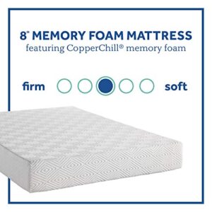 Sealy - Memory Foam Bed in a Box - 8 Inch, Medium Feel, Full Size, CopperChill Technology, CertiPur-US Certified White