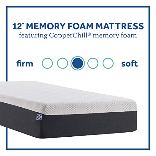 Sealy - Memory Foam Bed in a Box – 12 Inch, Medium Feel, Queen Size, CopperChill Technology, CertiPur-US Certified