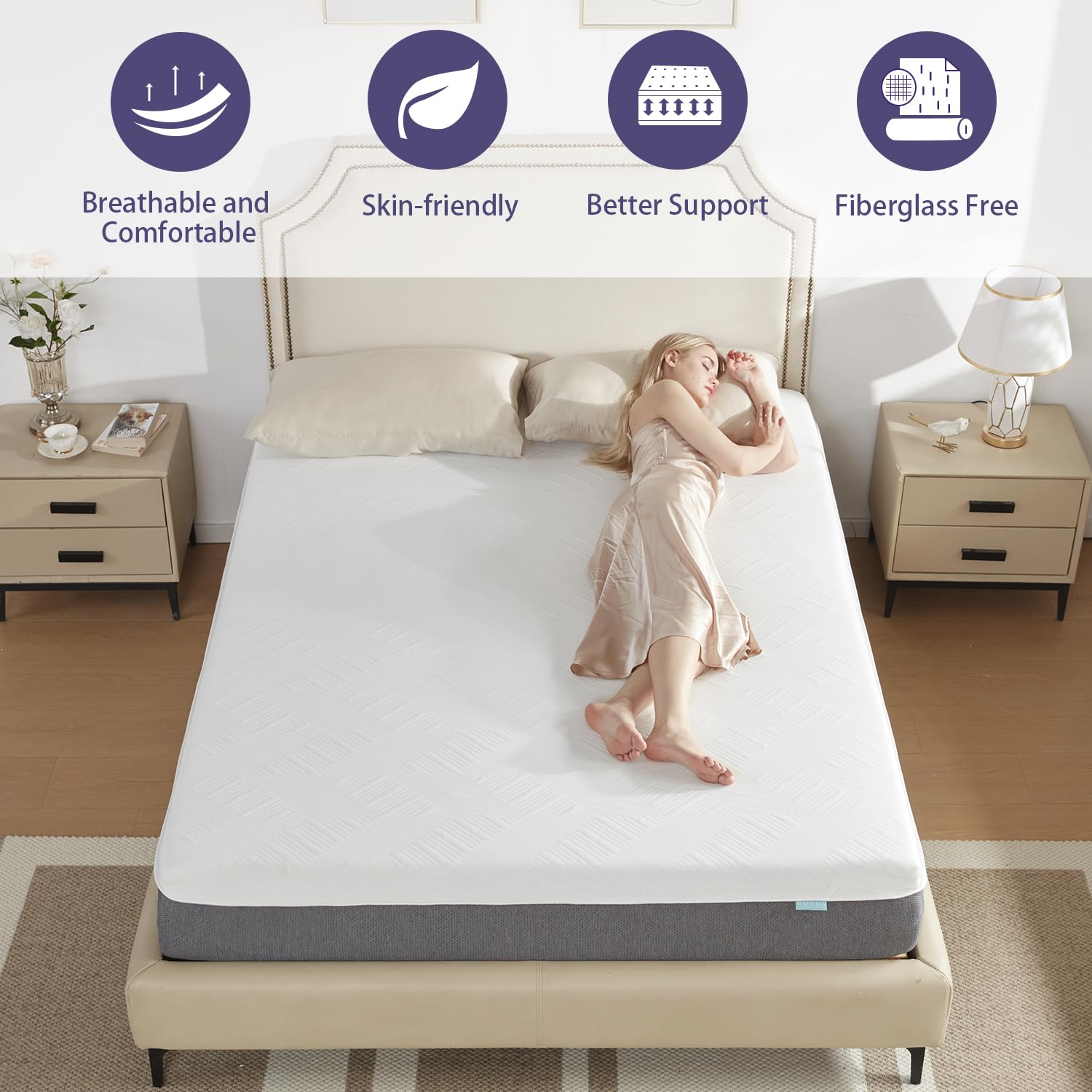 BDEUS Queen Mattress, 10 inch Gel Memory Foam Queen Size Mattress for Cool Sleep & Pressure Relief, Medium Firm Bed Mattresses, Bliss