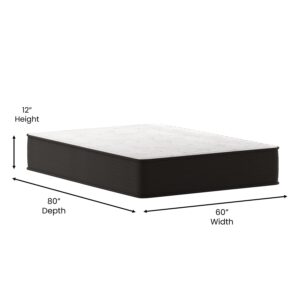 Flash Furniture Dream 12" Hybrid Spring and Foam Mattress in a Box, High Density Foam and Spring Hybrid Mattress, Queen