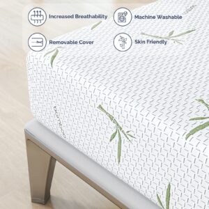 IULULU Queen Mattress in a Box, 8 Inch Memory Foam Mattress with Breathable Bamboo Cover, Green Tea Queen Size Mattress Made in USA for Cool Sleep, Medium Firm, CertiPUR-US Certified White