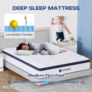 FLEXPEDIC 10" Twin Mattress, Memory Foam Hybrid Mattress with Space Cotton for Tight Sleep, Medium-Firm Cooling Mattress with Stronger Support, Motion Isolation &Pressure Relieving