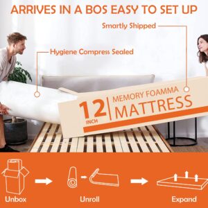 5/6/8/10/12 inch Full Size Mattress with Cover,Bamboo Charcoal Infused Cooling Gel Memory Foam Mattress for a Cool Sleep & Pressure Relief, Medium Firm Mattresses, Bed in a Box, CertiPUR-US Certified