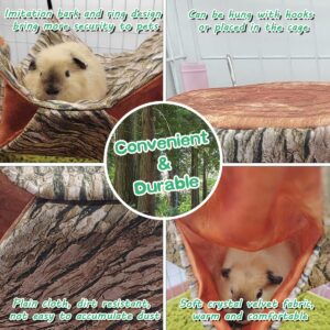 EAEDMY Guinea Pig Rat Ferret Tree Hole Bed and Hammock Tunnel, Ferret Hanging Bunk Bed Hammock, Parrot Bird Tree Hole, Small Animals Hideout and Soft Bed (3.Tree Hole Bed)