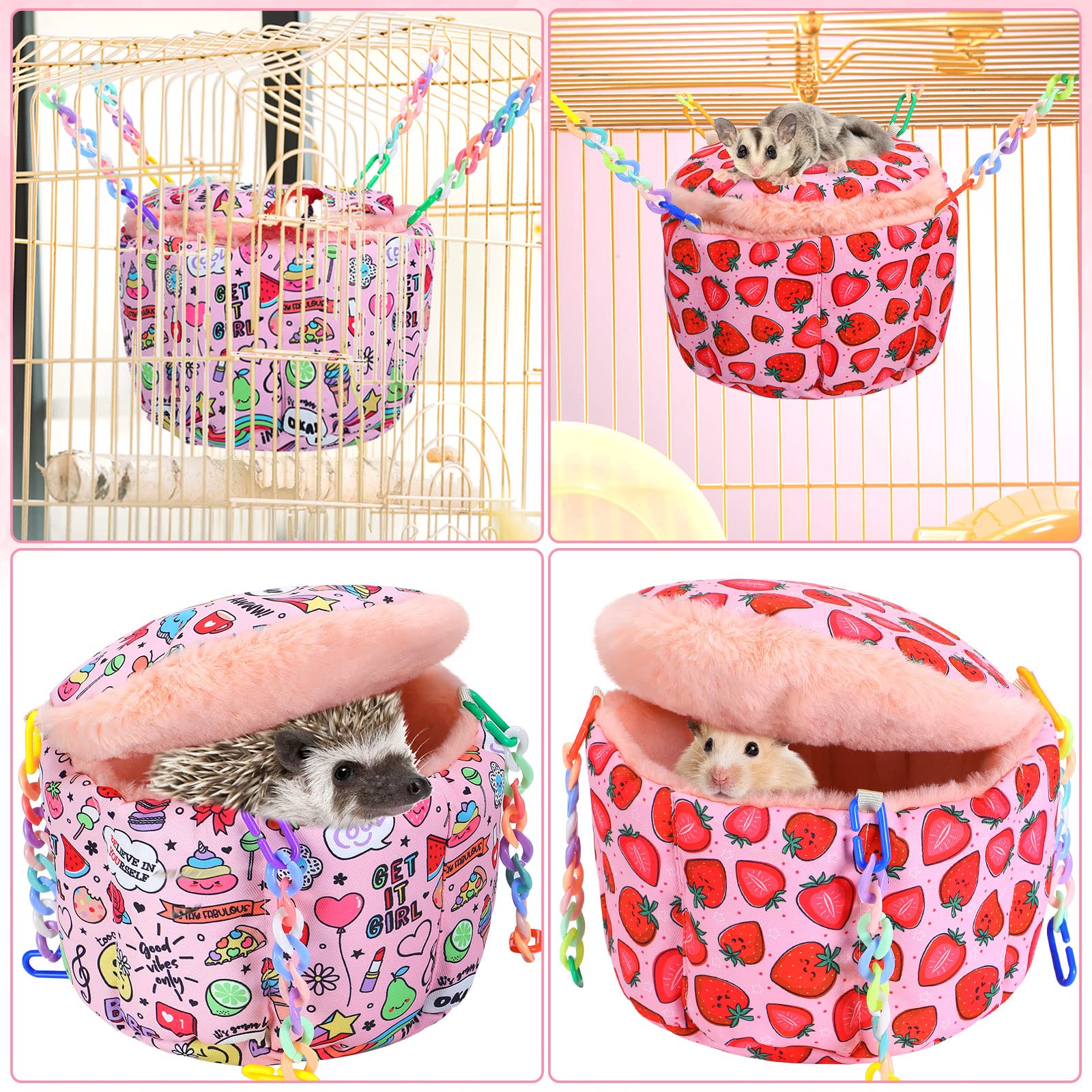 Maitys 2 Pcs Rat Bed Hanging Rat Hammock Guinea Pig Bedding Soft Warm Ferret Bedding Rat Cage Accessories Small Animal Play Sleep Bed for Ferret Rat Sugar Glider Hamster Chinchilla Mice Squirrel