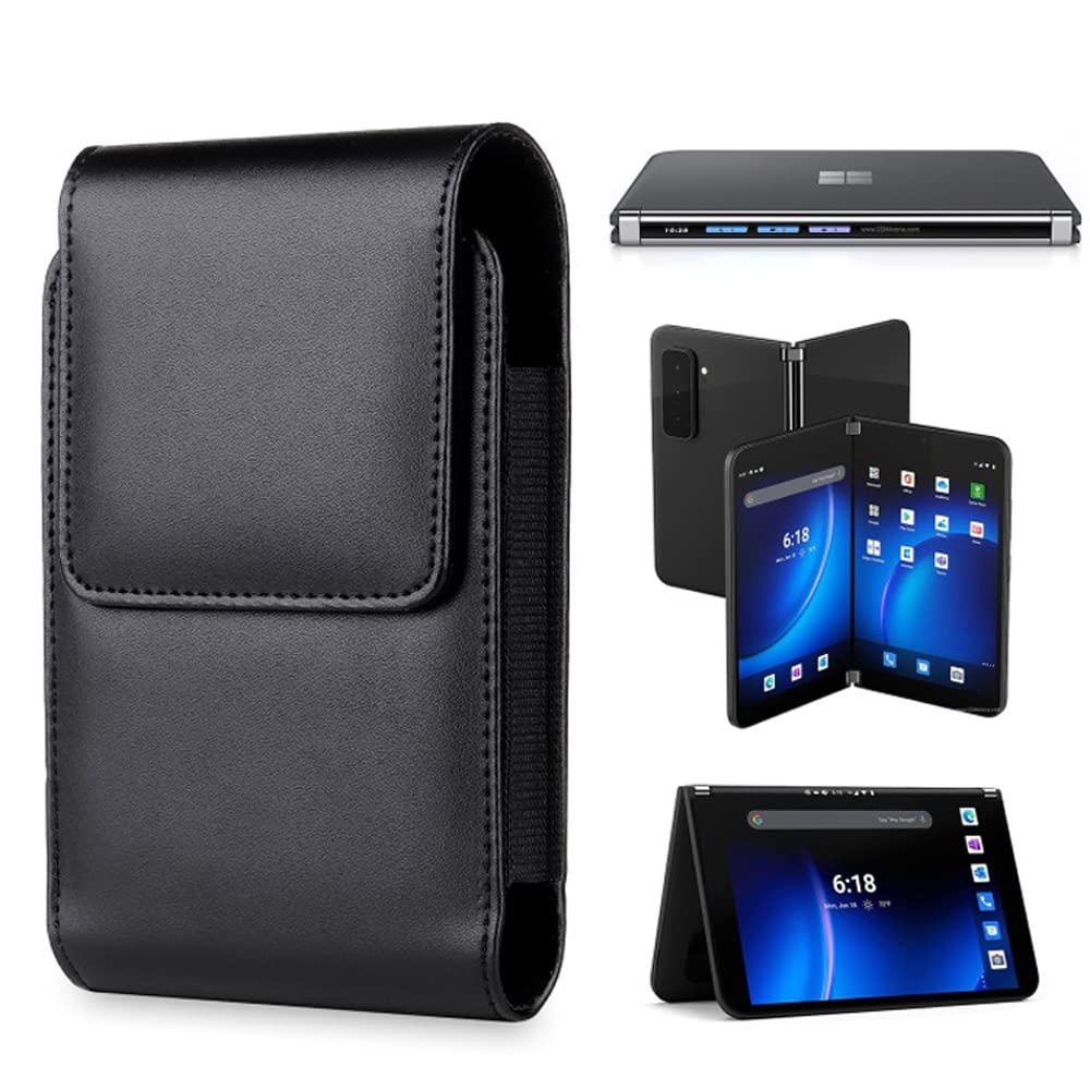 Ranyi for Microsoft Surface Duo 2 Case, Microsoft Surface Duo Case, PU Leather Wallet Pouch Holster Case with [Belt Clip] Magnetic Closure Wallet Holster Protection Case for Microsoft Surface Duo 2