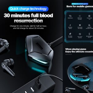 SGNICS Bluetooth 5.2 Wireless Earbuds Gaming Headphones for Microsoft Surface Duo, Low Latency with Cool Lights, True Wireless Gaming Headset Music/Gaming Mode - Black