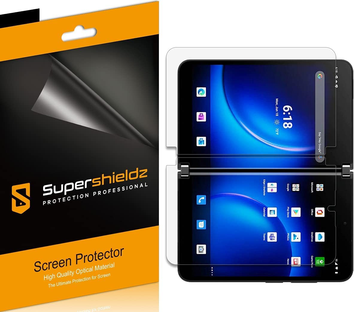 Supershieldz (2 Pack) Designed for Microsoft Surface Duo 2 Screen Protector, (2 Left Screen and 2 Right Screen) High Definition Clear Shield (TPU)