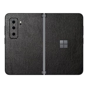 sopiguard sticker skin for 2021 microsoft surface duo 2 2nd gen edge-to-edge front and rear panels vinyl decal (leather black)