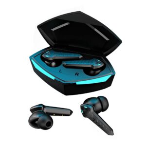 sgnics bluetooth 5.2 wireless earbuds gaming headphones for microsoft surface duo 2, low latency with cool lights, true wireless gaming headset music/gaming mode - black