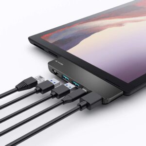 Juiced Systems ZipHUB PRO | Surface Pro 7 Multiport Adapter | USB-A 10 Gbps | Gigabit Ethernet | USB-C Data (10Gbps)