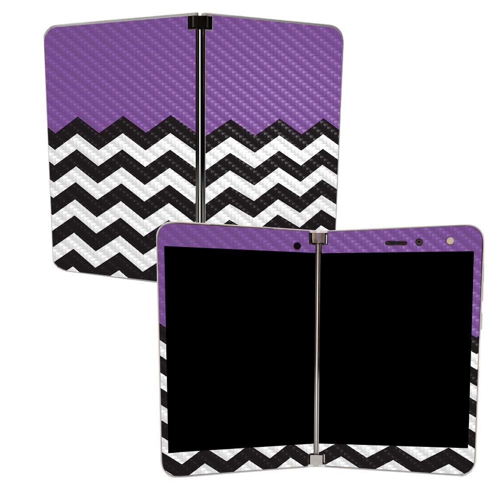 MIGHTY SKINS MightySkins Carbon Fiber Skin for Microsoft Surface Duo - Purple Chevron | Protective, Durable Textured Carbon Fiber Finish | Easy to Apply | Made in The USA