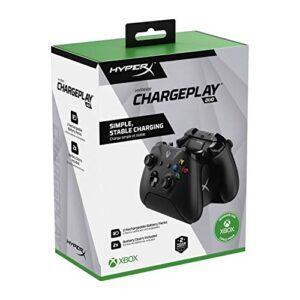 HyperX ChargePlay Duo - Charging Station for Xbox Series X|S and Xbox One Wireless Controllers, Includes Two 1400mAh Rechargeable Battery Packs and Additional Battery Doors