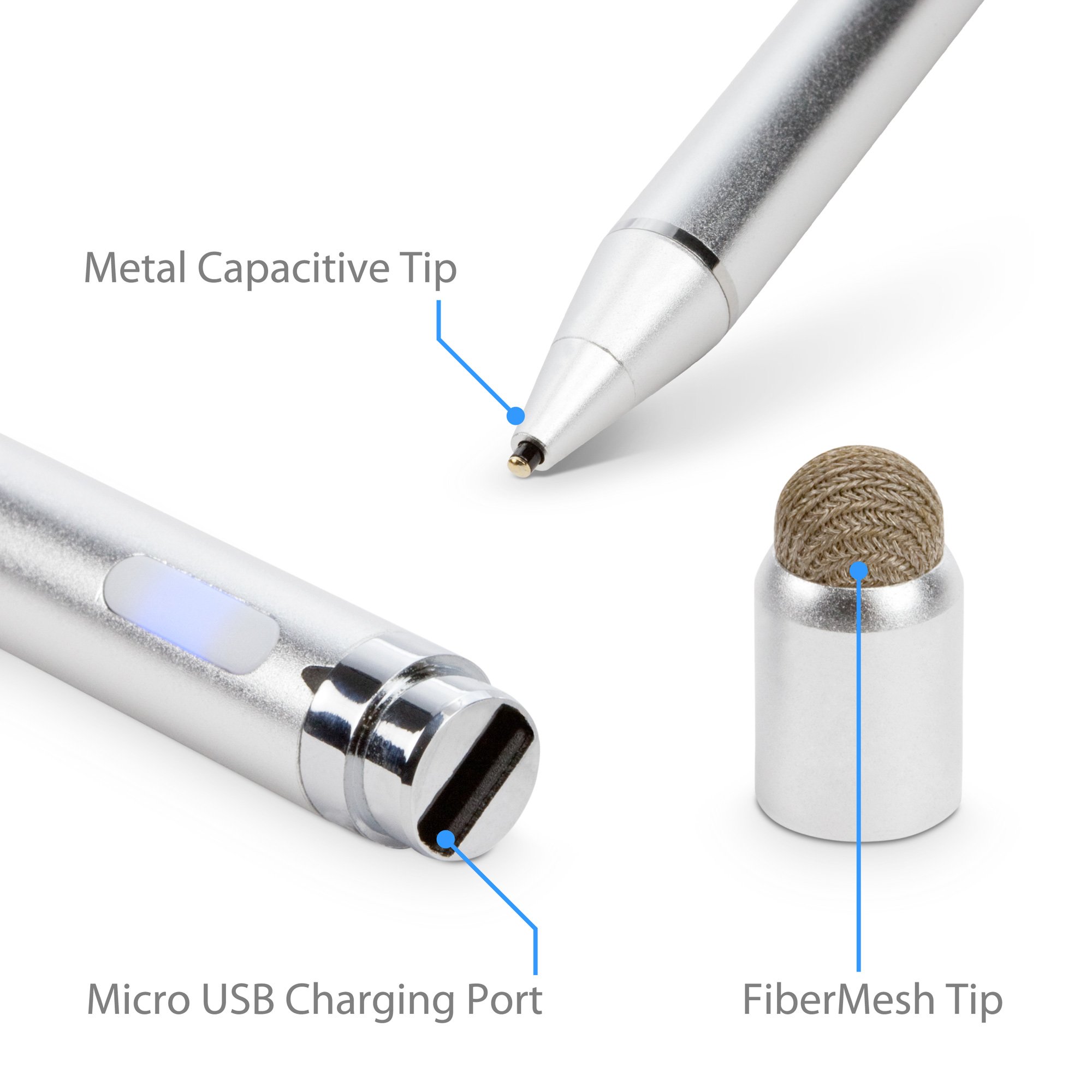 BoxWave Stylus Pen Compatible with Microsoft Surface Duo - AccuPoint Active Stylus, Electronic Stylus with Ultra Fine Tip - Metallic Silver