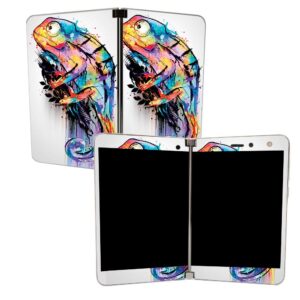 mightyskins skin for microsoft surface duo - rainbow chameleon | protective, durable, and unique vinyl decal wrap cover | easy to apply, remove, and change styles | made in the usa