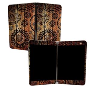 MIGHTY SKINS MightySkins Carbon Fiber Skin for Microsoft Surface Duo - Wooden Floral | Protective, Durable Textured Carbon Fiber Finish | Easy to Apply | Made in The USA